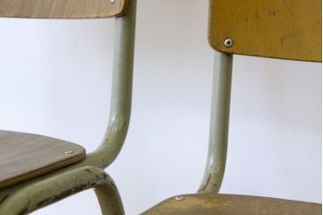 ヴィンテージ家具　イギリスビンテージ　スクールパイプチェア2脚セット　スタッキング椅子