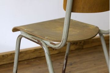 ヴィンテージ家具　イギリスビンテージ　スクールパイプチェア2脚セット　スタッキング椅子