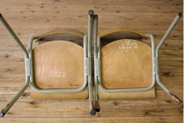 ヴィンテージ家具　イギリスビンテージ　スクールパイプチェア2脚セット　スタッキング椅子