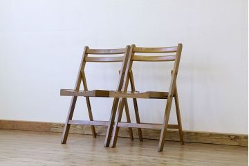 ヴィンテージ家具　イギリスビンテージ　フォールディングチェア折り畳み椅子2脚セット