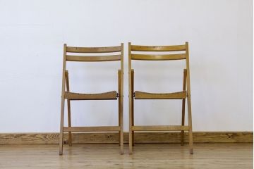ヴィンテージ家具　イギリスビンテージ　フォールディングチェア折り畳み椅子2脚セット