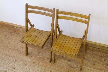 ヴィンテージ家具　イギリスビンテージ　フォールディングチェア折り畳み椅子2脚セット
