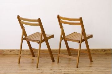 ヴィンテージ家具　イギリスビンテージ　フォールディングチェア折り畳み椅子2脚セット