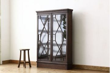 アンティーク家具　イギリスアンティーク ブックケース・ガラスショーケース・キャビネット(本箱)