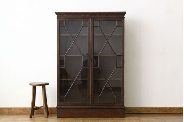 アンティーク家具　イギリスアンティーク ブックケース・ガラスショーケース・キャビネット(本箱)