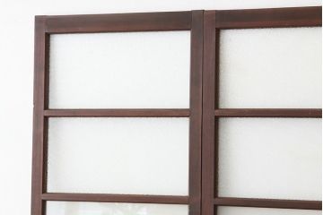 アンティーク　巾のせまいダイヤガラス引き戸2枚セット(建具、ガラス戸)