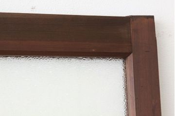 アンティーク　巾のせまいダイヤガラス引き戸2枚セット(建具、ガラス戸)