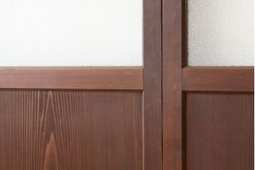 アンティーク　巾のせまいダイヤガラス引き戸2枚セット(建具、ガラス戸)
