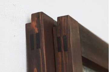 アンティーク　巾のせまいダイヤガラス引き戸2枚セット(建具、ガラス戸)