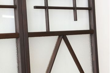 大正ロマン　素敵なデザインの巾のせまい菱型ダイヤガラス引き戸(建具・ガラス戸)