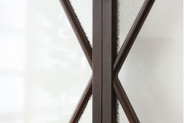 大正ロマン　素敵なデザインの巾のせまい菱型ダイヤガラス引き戸(建具・ガラス戸)