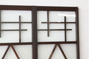 大正ロマン　素敵なデザインの巾のせまい菱型ダイヤガラス引き戸(建具・ガラス戸)