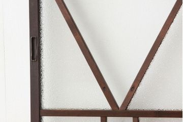 大正ロマン　素敵なデザインの巾のせまい菱型ダイヤガラス引き戸(建具・ガラス戸)