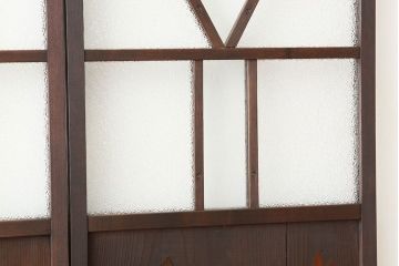 大正ロマン　素敵なデザインの巾のせまい菱型ダイヤガラス引き戸(建具・ガラス戸)