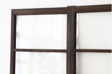 ★アンティーク　巾のせまいシンプルガラス引き戸2枚セット(建具・ガラス戸)