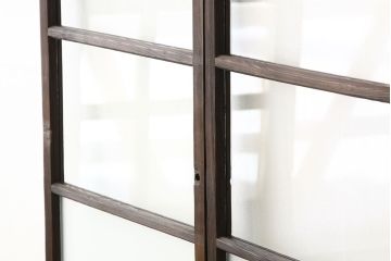 ★アンティーク　巾のせまいシンプルガラス引き戸2枚セット(建具・ガラス戸)