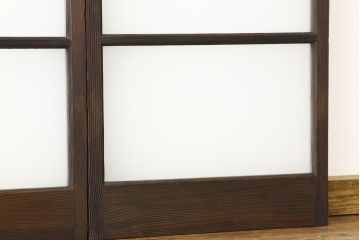 ★アンティーク　巾のせまいシンプルガラス引き戸2枚セット(建具・ガラス戸)