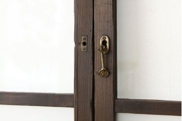 ★アンティーク　巾のせまいシンプルガラス引き戸2枚セット(建具・ガラス戸)