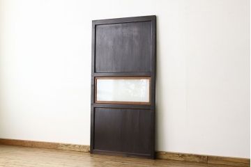 アンティーク　使い込まれたガラス入り帯戸(ガラス帯戸、扉・板戸)