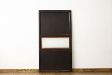 アンティーク　使い込まれたガラス入り帯戸(ガラス帯戸、扉・板戸)