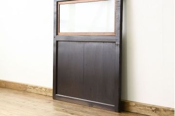 アンティーク　使い込まれたガラス入り帯戸(ガラス帯戸、扉・板戸)