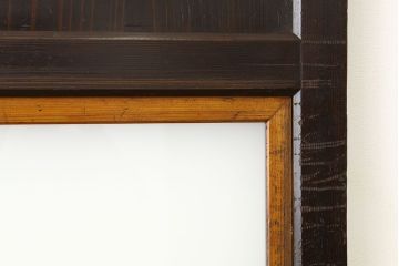 アンティーク　使い込まれたガラス入り帯戸(ガラス帯戸、扉・板戸)