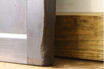 アンティーク　使い込まれたガラス入り帯戸(ガラス帯戸、扉・板戸)
