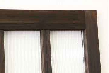 アンティーク　古い木のモールガラス格子戸2枚セット(ガラス戸・引き戸)