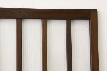 アンティーク　古い木のモールガラス格子戸2枚セット(ガラス戸・引き戸)