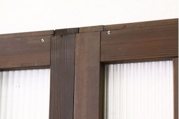 アンティーク　古い木のモールガラス格子戸2枚セット(ガラス戸・引き戸)