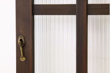 アンティーク　古い木のモールガラス格子戸2枚セット(ガラス戸・引き戸)