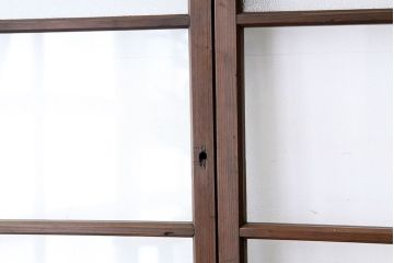 アンティーク　古い木の変わり型ダイヤガラス入り引き戸4枚セット(ガラス戸)