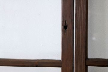 アンティーク　古い木の変わり型ダイヤガラス入り引き戸4枚セット(ガラス戸)