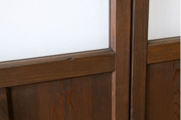 アンティーク　古い木の変わり型ダイヤガラス入り引き戸4枚セット(ガラス戸)