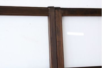 アンティーク　古い木の変わり型ダイヤガラス入り引き戸4枚セット(ガラス戸)