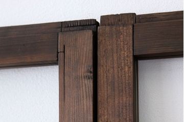 アンティーク　古い木の変わり型ダイヤガラス入り引き戸4枚セット(ガラス戸)