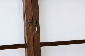 アンティーク　古い木の変わり型ダイヤガラス入り引き戸4枚セット(ガラス戸)