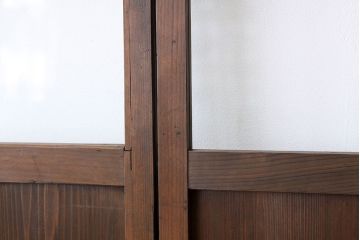 アンティーク　古い木の変わり型ダイヤガラス入り引き戸4枚セット(ガラス戸)