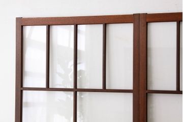 昭和レトロ　古い木のシックなガラス戸2枚セット(引き戸)