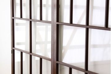 昭和レトロ　古い木のシックなガラス戸2枚セット(引き戸)