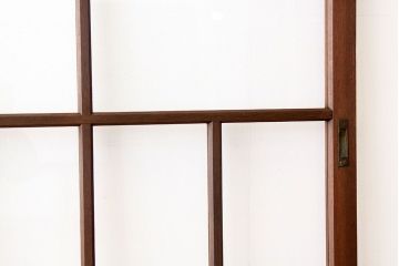 昭和レトロ　古い木のシックなガラス戸2枚セット(引き戸)