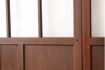 昭和レトロ　古い木のシックなガラス戸2枚セット(引き戸)
