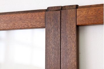 昭和レトロ　古い木のシックなガラス戸2枚セット(引き戸)