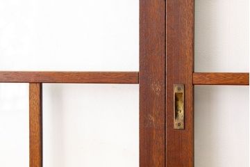 昭和レトロ　古い木のシックなガラス戸2枚セット(引き戸)