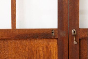 昭和レトロ　古い木のシックなガラス戸2枚セット(引き戸)
