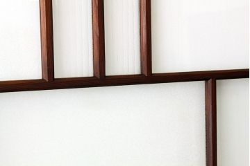 古民具・骨董　素敵なデザインの結霜ガラス入り引き戸4枚セット(ガラス戸・建具)