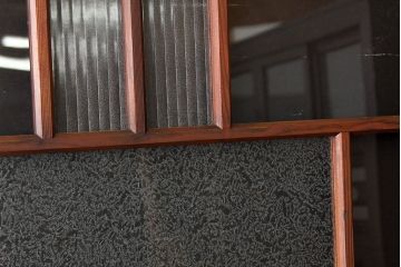 古民具・骨董　素敵なデザインの結霜ガラス入り引き戸4枚セット(ガラス戸・建具)