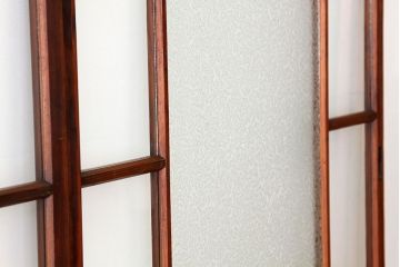 古民具・骨董　素敵なデザインの結霜ガラス入り引き戸4枚セット(ガラス戸・建具)