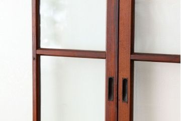古民具・骨董　素敵なデザインの結霜ガラス入り引き戸4枚セット(ガラス戸・建具)