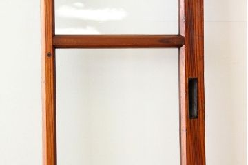 古民具・骨董　素敵なデザインの結霜ガラス入り引き戸4枚セット(ガラス戸・建具)